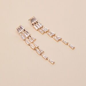 Lulus Diya Gold Rhinestone Drop Earrings - Size One Size